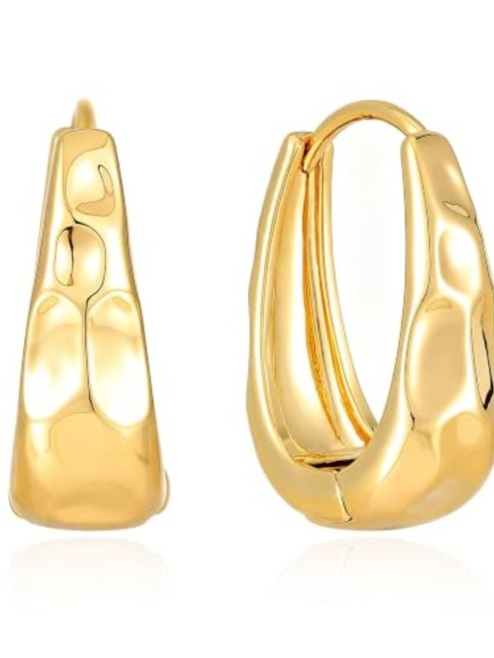 14K Gold Plated Chunky U-Shaped Bold Band Huggie Hoop Earrings for Women